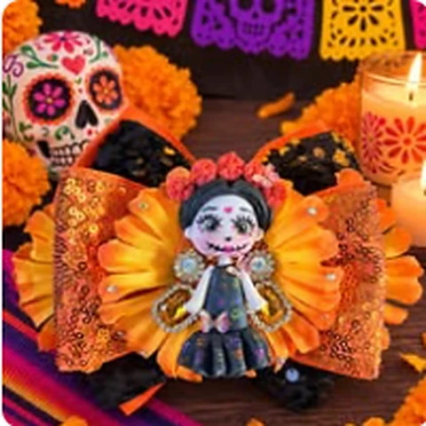 Moño temático de Día de Muertos